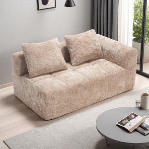 64.2" Chenille Minimalist Loveseat Sofa with Sleeper & Deep Seat - 1 of 4