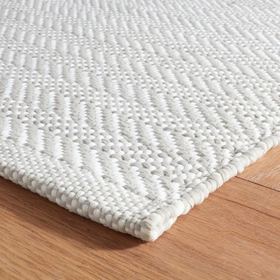 Pearl Grey Herringbone Handwoven Synthetic Runner Rug 2'6" x 12'