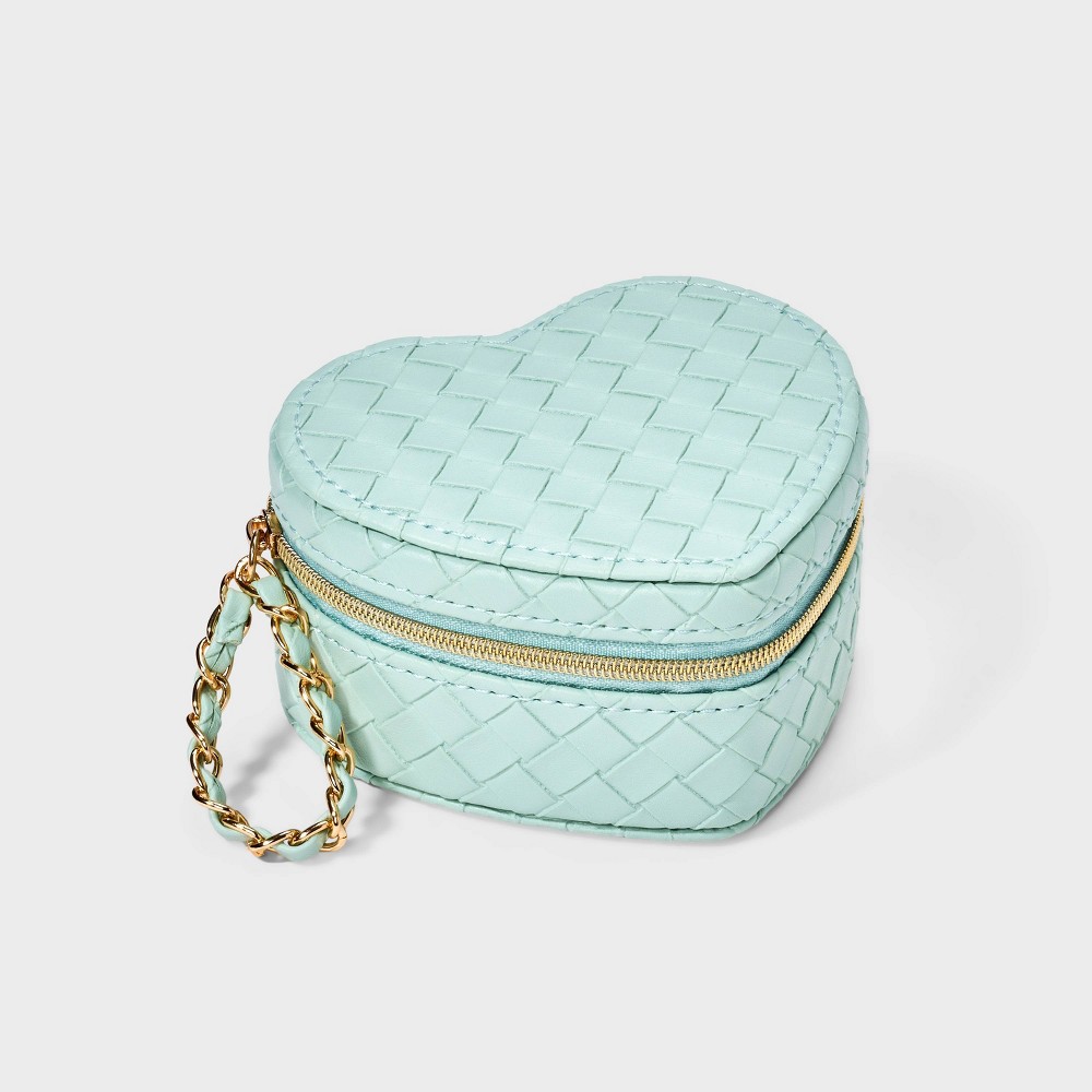 Heart Woven Travel Jewelry Organizer - A New Day™ Mint: PVC Material, Compact Design, Jewelry Storage Bag, Adult Use