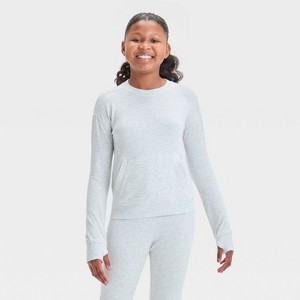 Girls' Cozy Lightweight Crewneck Sweatshirt - All In Motion™ - 1 of 3