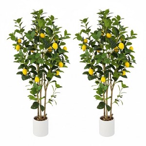 2-Pack 4FT Artificial Lemon Trees – Bright Yellow Faux Fruits in Planters for Home/Office/Party Decor - 1 of 4