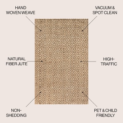 Ivory Diamond Braided Handmade Reversible 8' x 10' Jute Rug