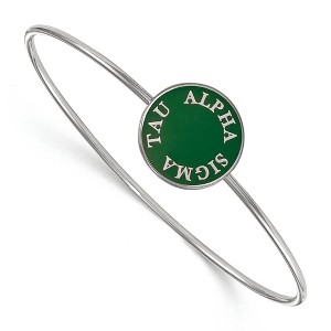 Black Bow Jewelry Sterling Silver Alpha Sigma Tau Greek Life Bangle Bracelet 6 Inch - 1 of 3