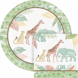 Creative Converting Safari Baby Animal Birthday Plates and Napkins Set 16ct - 1 of 4