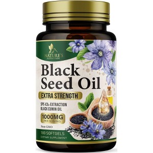 Black Seed Oil Softgels 1000mg - Premium Nigella Sativa Blackseed, Pure Natural Black Cumin Seed Oil & Antioxidant for Skin - 180 Softgels - 1 of 4