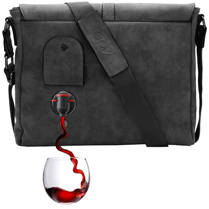 PortoVino Canvas Tote Bag that Holds and Pours 2 bottles of Wine, 1 of 7