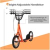 Gymax Kick Scooter Scooter W/ Adjustable Handlebar 12.6" Air Filled Wheels & V-Type Handbrakes for Kids of 8-12 Youth Scooter Orange - 3 of 4