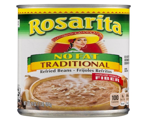 Rosarita Refried Beans, Traditional, No Fat, 16 oz
