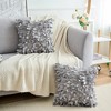 Unique Bargains Indoor Outdoor Solid 3D Sequins Leaf Color Throw Pillow Cover 2 Pcs - 2 of 4