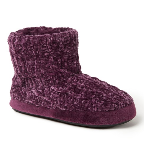 Dearfoams Women's Leah Chenille Cable Bootie Slipper - Aubergine Size M :  Target