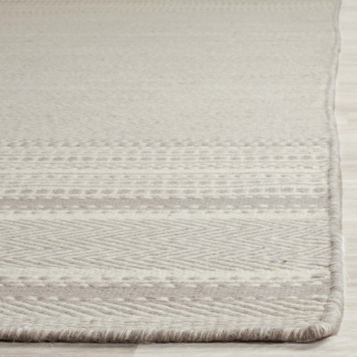 Handmade Grey and Ivory Wool Flat Woven Reversible Rug, 3'x5'