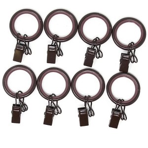 Urbanest 1-inch Metal Curtain Rings with Clips, Eyelets and Nylon Inserts Quiet Smooth (Set of 8), Fits up to 3/4 Inch Rod - 1 of 1