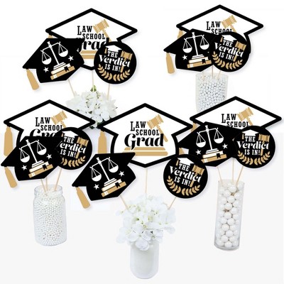 Big Dot of Happiness Law School Grad - Future Lawyer Graduation Party Centerpiece Sticks - Table Toppers - Set of 15