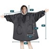 PAVILIA Wearable Blanket Hoodie Adults, Faux Shearling Cozy Oversized Hooded Sweatshirt, Warm Fleece Two Pockets - 4 of 4