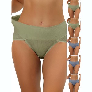 INSPIRE CHIC Women's Hi-Cut Ribbed High Waist Tummy Control Available in Plus Size Briefs 6 Packs - 1 of 4