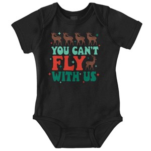 Xmas Reindeer You Can't Fly With Us Baby Romper Boys or Girls Brisco Brands - 1 of 4