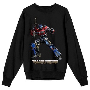 Transformers Rise Of The Beats Optimus Prime Holding Weapon Crew Neck Long Sleeve Black Adult Sweatshirt - 1 of 3
