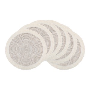 REGALWOVEN Round Rattan Indoor Outdoor Wipe Clean Rustic Placemats 15 x 15 Inch 6 Pcs - 1 of 4