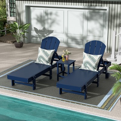 WestinTrends Malibu 3 Piece Poly Reclining Chaise Lounge With Wheels