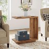 Lantine 2-Tier C-Shaped Side Table for Couch, with Sturdy Pedestal, Industrial Sofa End Table for Living Room, Bedroom (Walnut Brown) - 4 of 4
