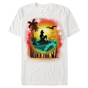 Men's The Little Mermaid Tropical Scene  T-Shirt - White - X Large - 1 of 4