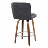 LumiSource Set of 2 Henry Counter Height Barstools Walnut Wood/Black PU - 4 of 4