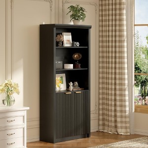 Book Shelf and Bookcase,31.5" Wide Bookshelf with Drawer and Doors,Farmhouse Book Case with Storage,Wood Storage Cabinet with 5 Tier Display Shelves - 1 of 4