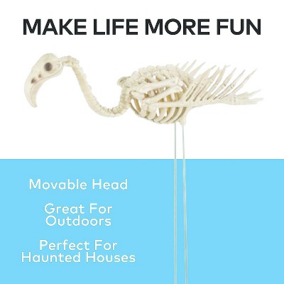 Off-White 29" Plastic Flamingo Skeleton Yard Decor