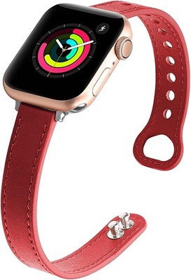 Worryfree Gadgets Leather Thin Bands for Apple Watch 38mm 40mm 41mm iWatch Series 8 7 6 SE 5 4 3 2 1 - Assorted Colors