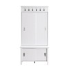 Hall Tree Storage Cabinet with Sliding Doors, Multi-Functional Coat Rack with Bench Adjustable Shelves Hooks - 4 of 4