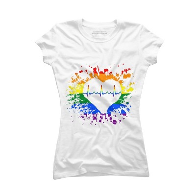 Adult Design By Humans Pride Heartbeat EKG Splatter By LegatoTendo T-Shirt