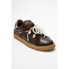 Taren - Brown Leather Pearl Buckle Sneakers (Women) | Forever & Always Shoes - 3 of 4
