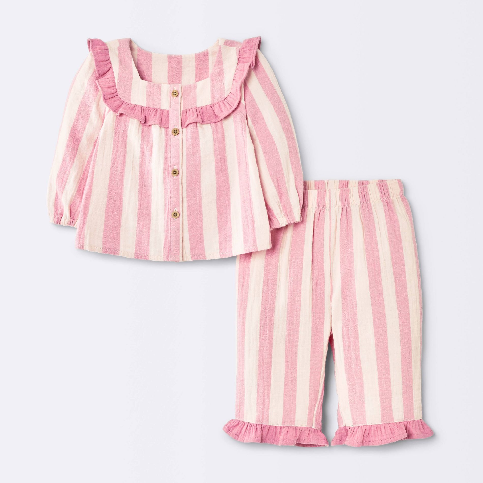 Baby Girls' Striped Ruffle Set - Cloud Island™ Pink