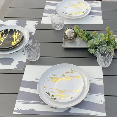 Kassa - Dini 4pk Vinyl Brushstrokes Printed Placemats Gray