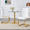 SEVOBAL Dining Chairs Set of 2 High Resilience Luxury PU Material Simple Arch Chair with Arched Metal Gold Leg, White, 17.3"*21.6"*39" - 2 of 4