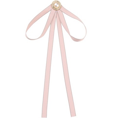 INSPIRE CHIC Women's Wedding Party Satin Brooch Pin Bow Tie with Pearl