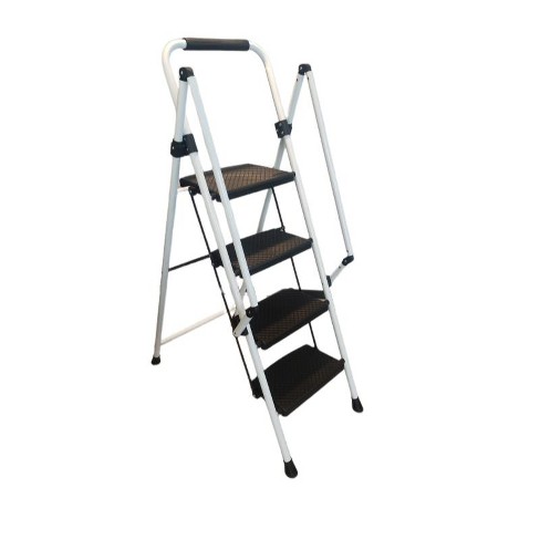 Cesicia White Folding 4-step ladder with Wide Anti-skid Pedal and Safety Handle - image 1 of 4