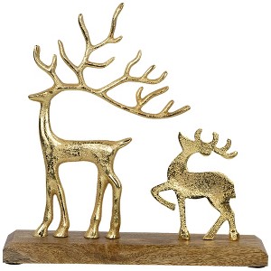 Northlight Reindeer and Fawn Metal Christmas Figure - 10.25" - Gold - 1 of 4