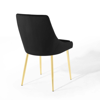 Gold Black Velvet Upholstered Side Chair with Metal Legs