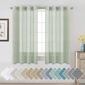 Natural Linen Blended Semi-Sheer Curtains Privacy Assured with Nickel Grommet for Living Room - 1 of 4
