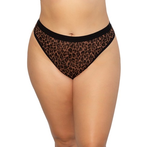 Curvy Couture Women's Plus Size Sheer Mesh G-string Bikini Panty Bark 3x :  Target
