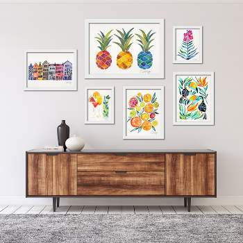 Americanflat Botanical (Set Of 6) Framed Prints Gallery Wall Art Set Colorful Tropical By Cat Coquillette