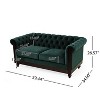 NicBex Loveseat Sofa Mid Century Velvet Fabric Upholstered Sofa Couch 2 Seater Tufted Button Loveseat Couch for Bedroom,Living Room,Dark Green - 3 of 4