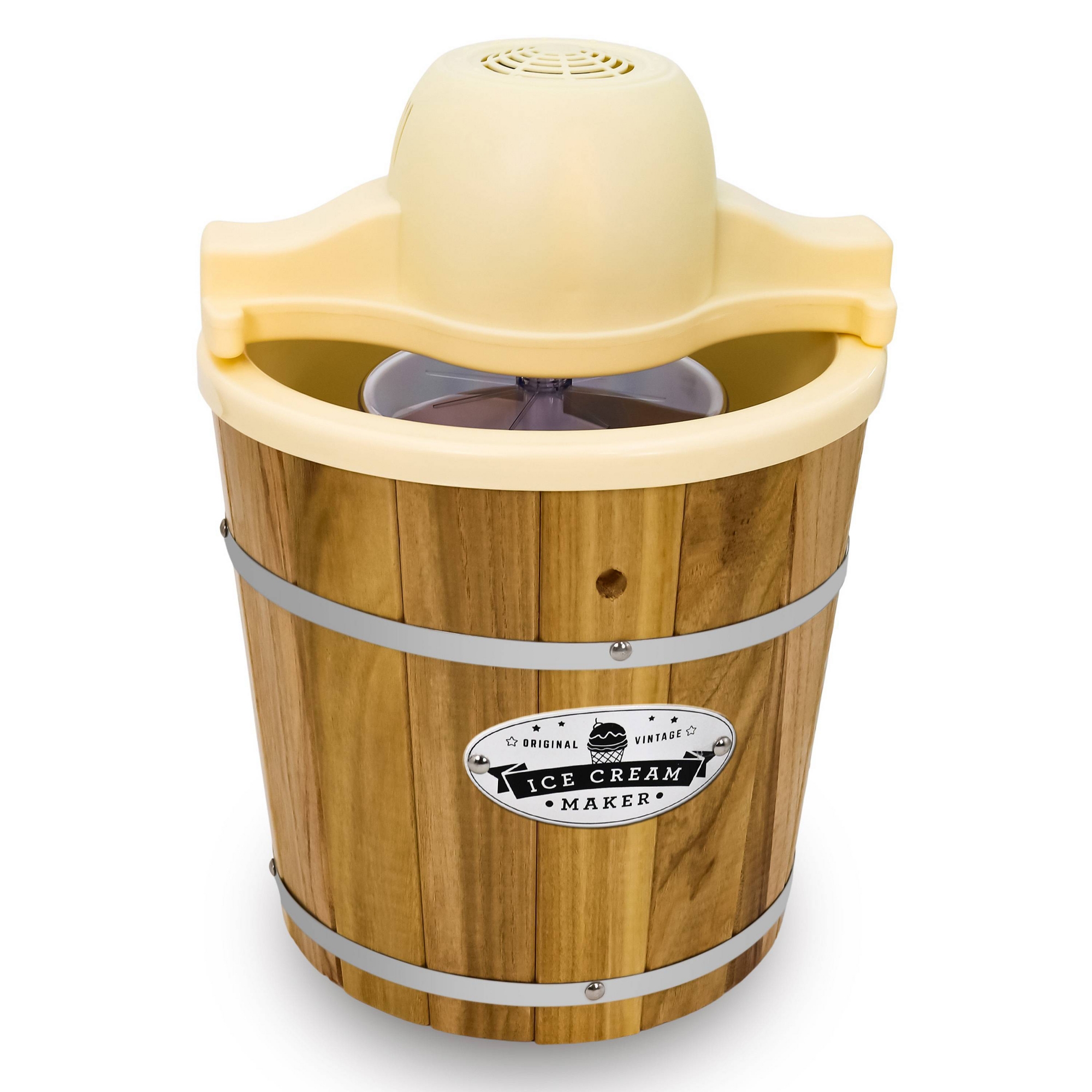 Elite Cuisine 4qt Old Fashioned Pine Bucket Electric Ice Cream Maker