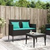 vidaXL Patio Bench with Cushion, Black Poly Rattan - 4 of 4