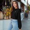 Dalix Salty Embroidery Fleece Hoodie Cropped Long Sleeve Drawstring Fall Spring Womens - 4 of 4