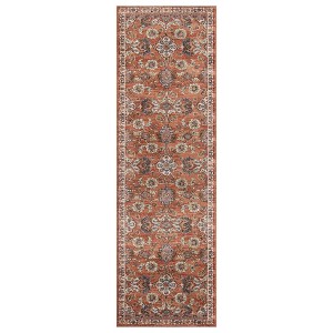 Ivory Blue And Orange Floral Area Rug - 1 of 4
