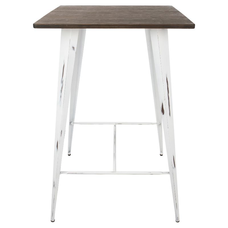 Oregon Bar Height Table with Vintage White Frame/Espresso Wood - LumiSource, 3 of 10
