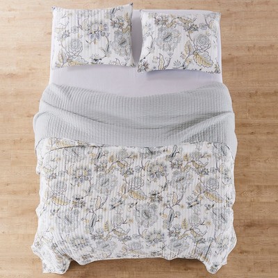 Ophelia Spa Floral Cotton Twin Reversible Quilt Set