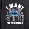 Women's - Lilo and Stitch - I Want A Stitch For Christmas Lightweight French Terry Wide Neck Long Sleeve Shirt - 2 of 4